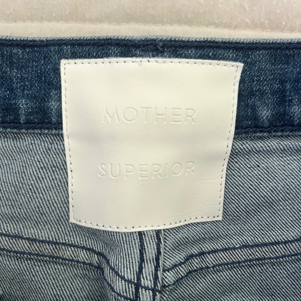 MOTHER Two-Tone Blue Cropped Wide Leg Jeans - Picture 5 of 11